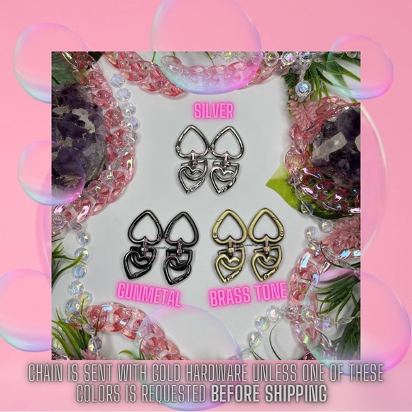 Halloween Orange Purple Triple Hearts Bag Purse Novelty Resin Chain Charm Strap - Picture 14 of 14